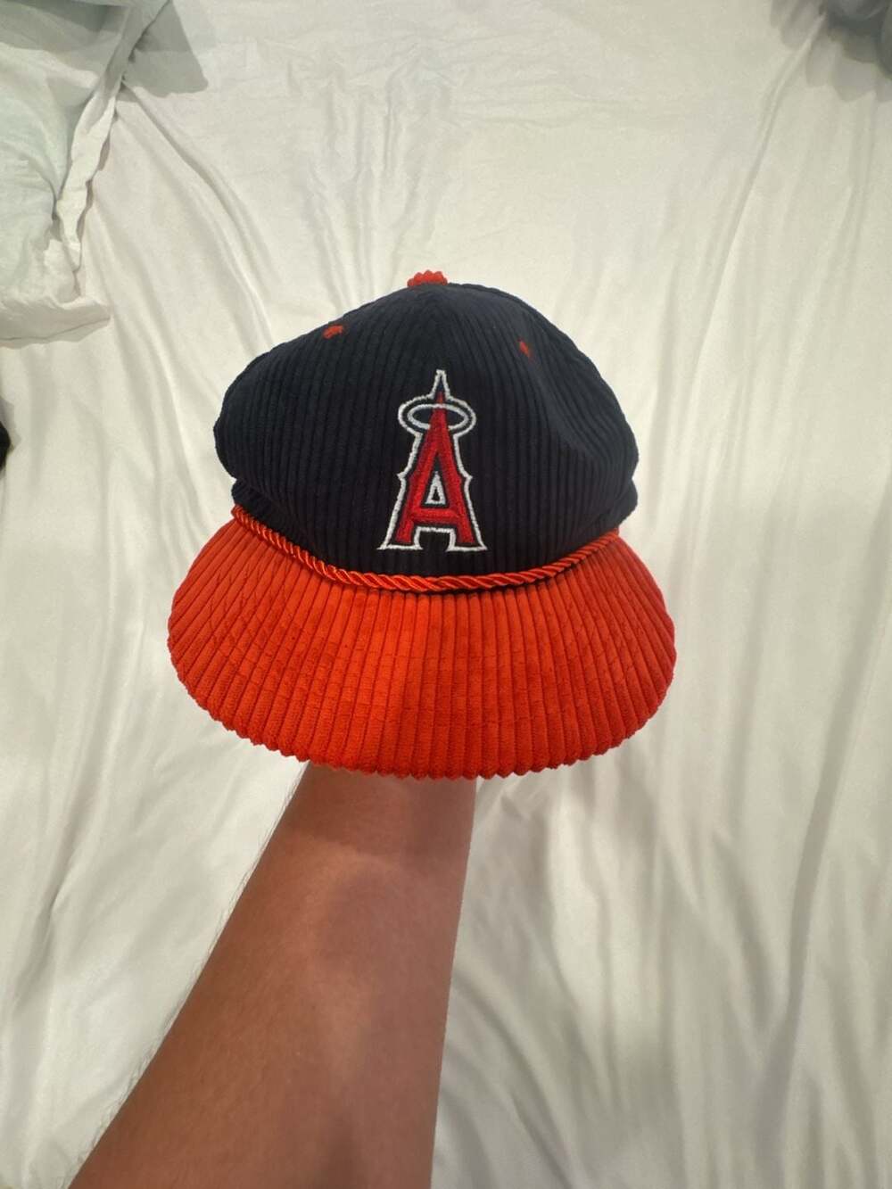 Vintage Anaheim Angels Corduroy Snapback Hat with Farmer John Logo